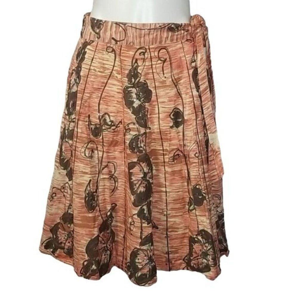 Anthropologie Odille Floral Full Skirt Sequin Embellished Pink Coral Size 4